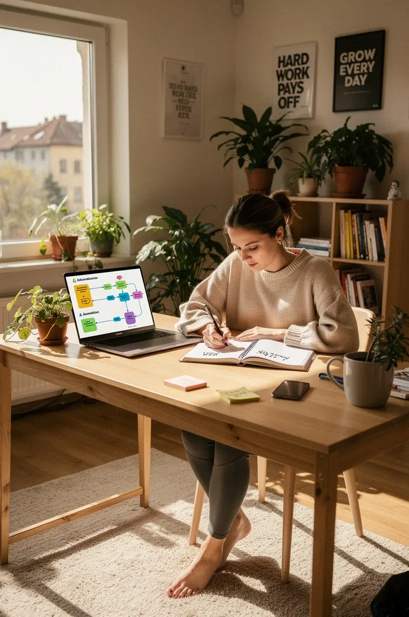 Fotografie a unei echipe de dezvoltare software colaborând pentru optimizarea proceselor automate